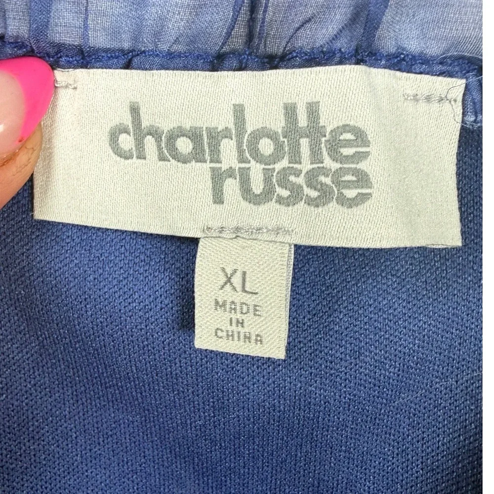 Charlotte‎ Russe shirt Blue Tie Dye High-Low Chiffon XL ethereal hippie flowy